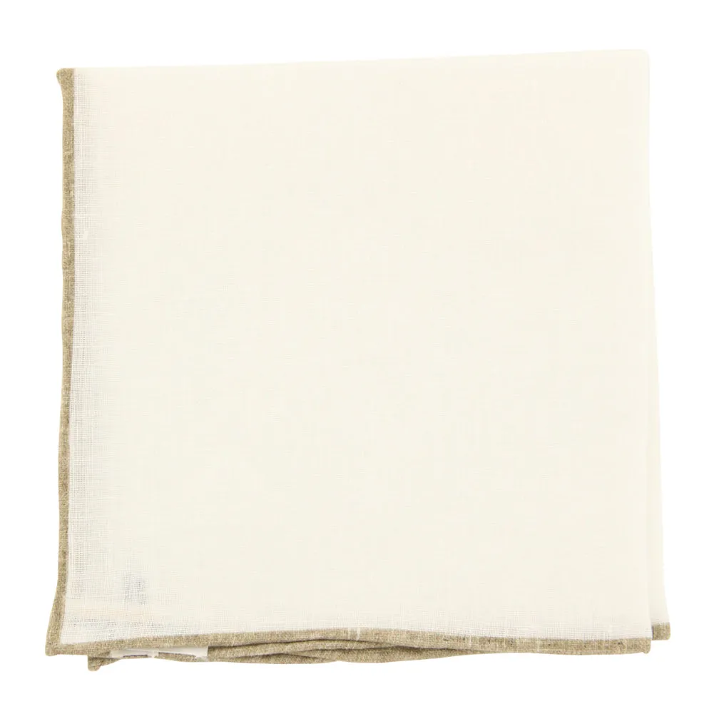 Fiori Di Lusso White Linen Pocket Square