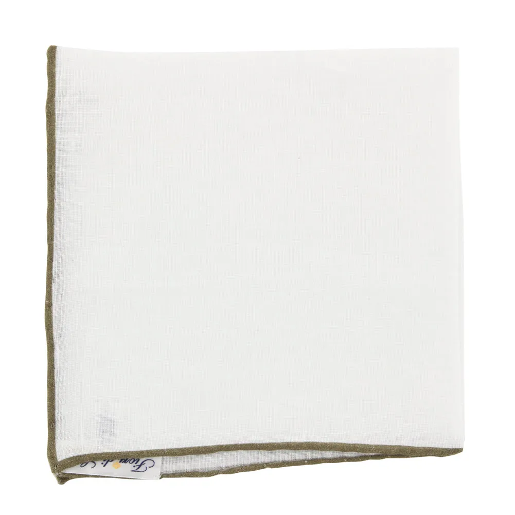 Fiori Di Lusso White Linen Pocket Square