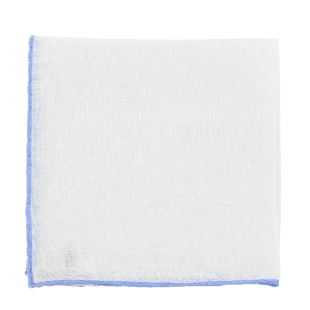 Fiori Di Lusso White Linen Pocket Square