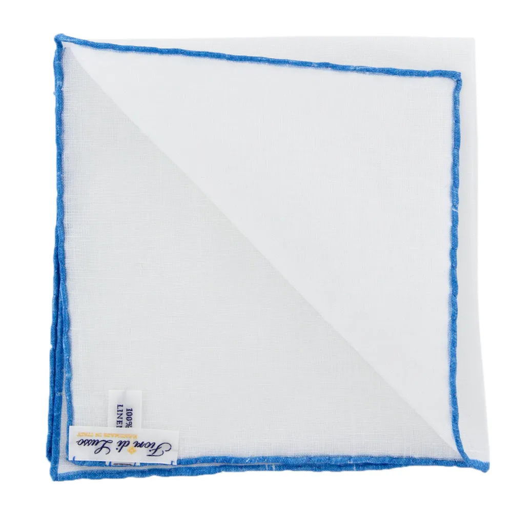 Fiori Di Lusso White Linen Pocket Square