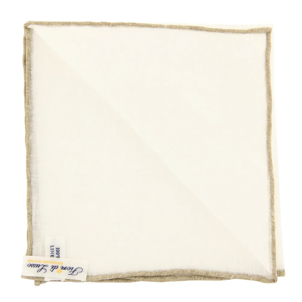 Fiori Di Lusso White Linen Pocket Square