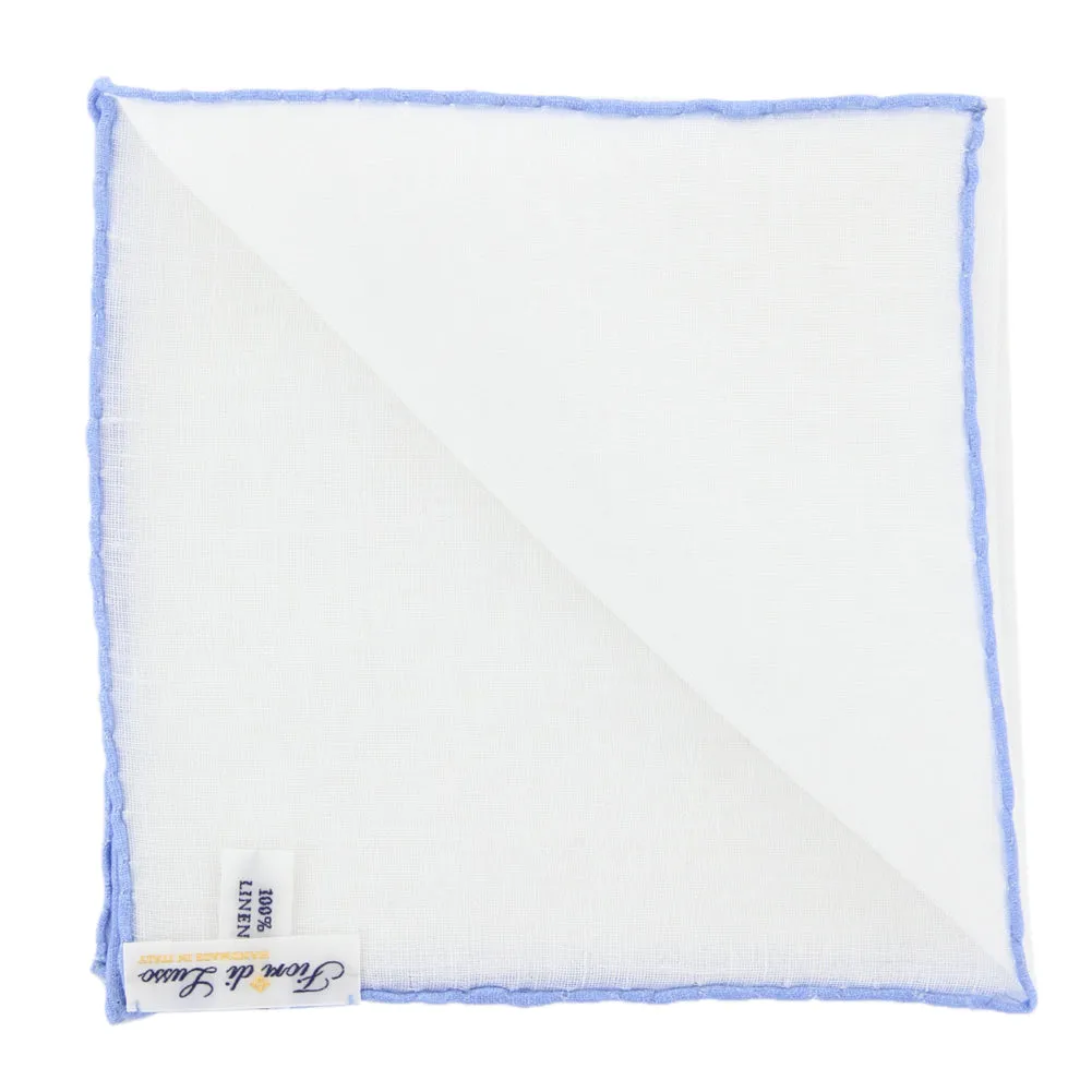 Fiori Di Lusso White Linen Pocket Square