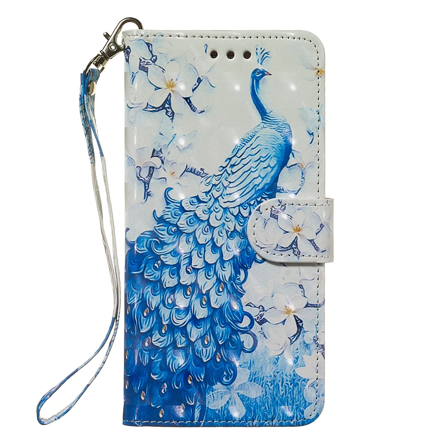 For HUAWEI honor 7C / Enjoy 8/Y7PRIME 2018/Y7 PRO 2018/NOVA2 LITE 3D Coloured Painted PU Magnetic Clasp Phone Case with Card Slots Bracket Lanyard Wolf