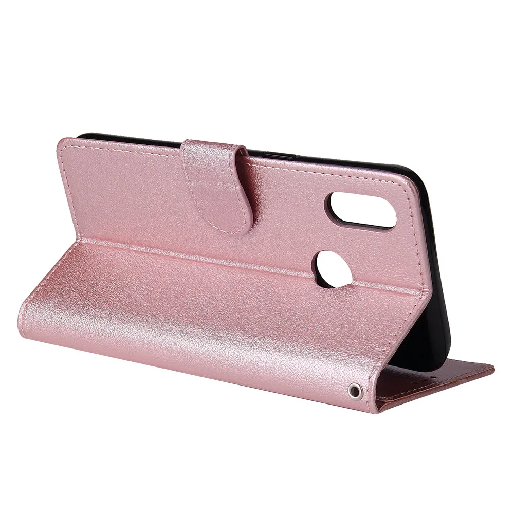 For OPPO Realme 3 Wallet-type PU Leather Protective Phone Case with Buckle & 3 Card Position black