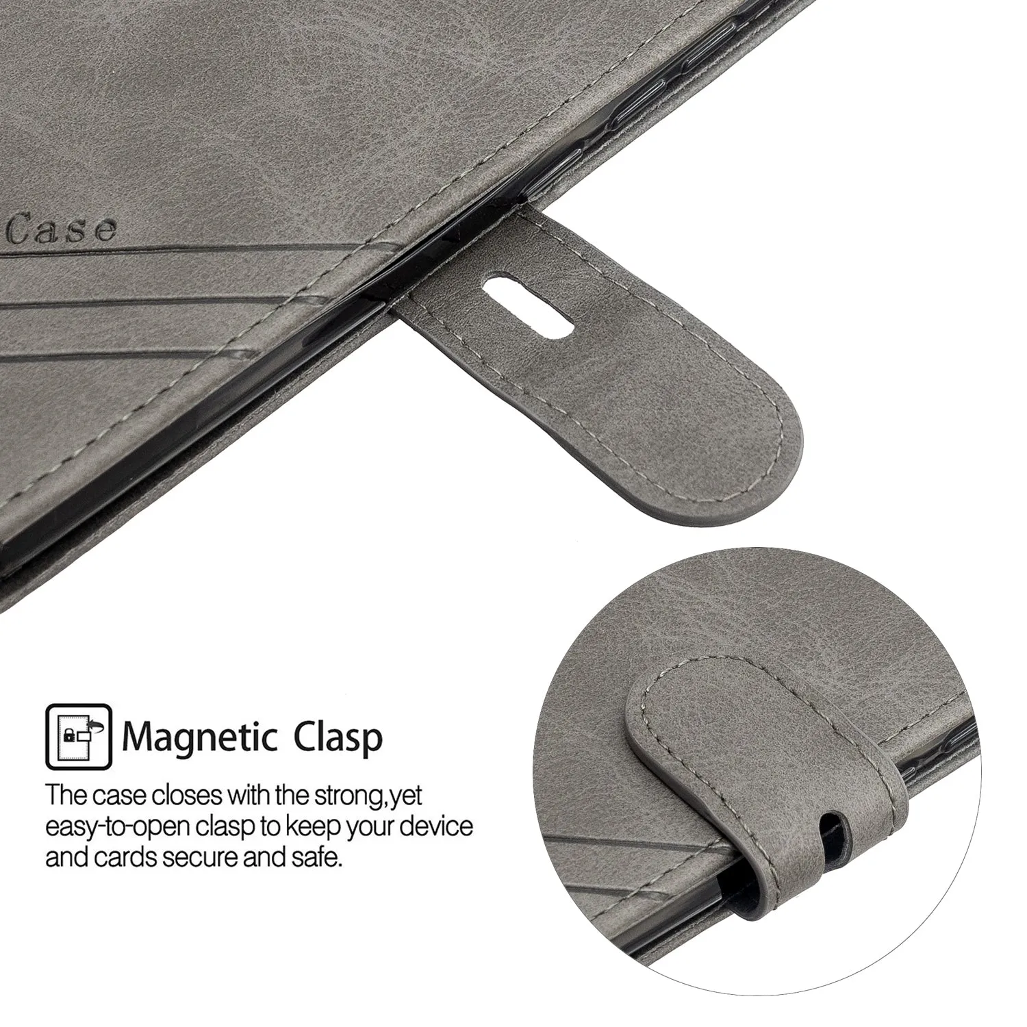 For Redmi Note 8T/Redmi 8/Redmi 8A Case Soft Leather Cover with Denim Texture Precise Cutouts Wallet Design Buckle Closure Smartphone Shell  gray