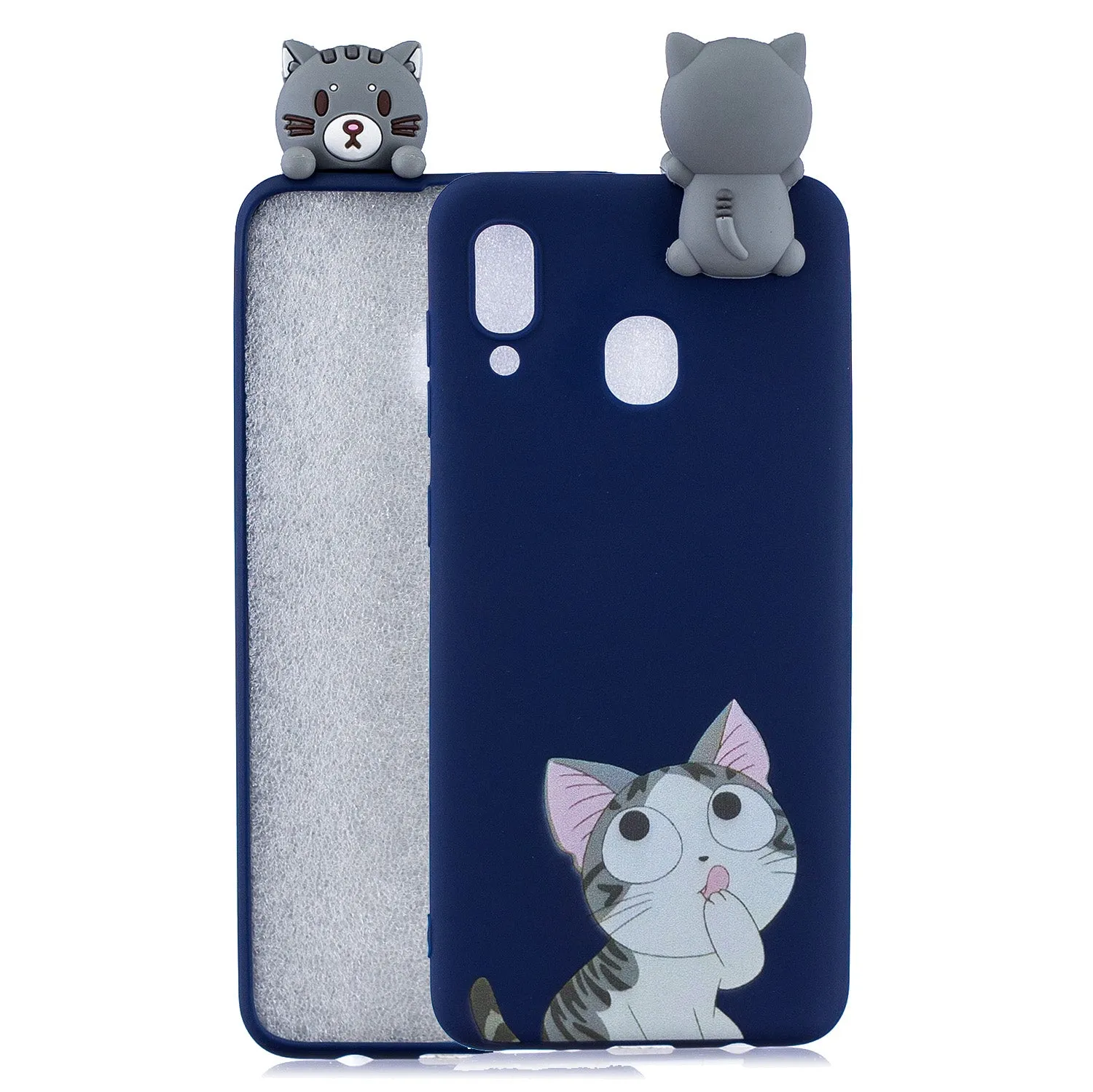 For Samsung A10S A20S Color Painting Pattern Drop Protection Soft TPU Mobile Phone Case Back Cover Bracket big face cat