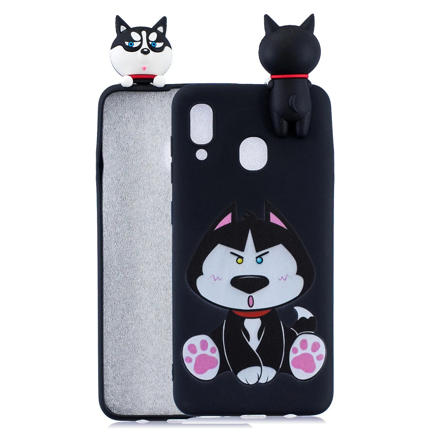 For Samsung A10S A20S Color Painting Pattern Drop Protection Soft TPU Mobile Phone Case Back Cover Bracket big face cat
