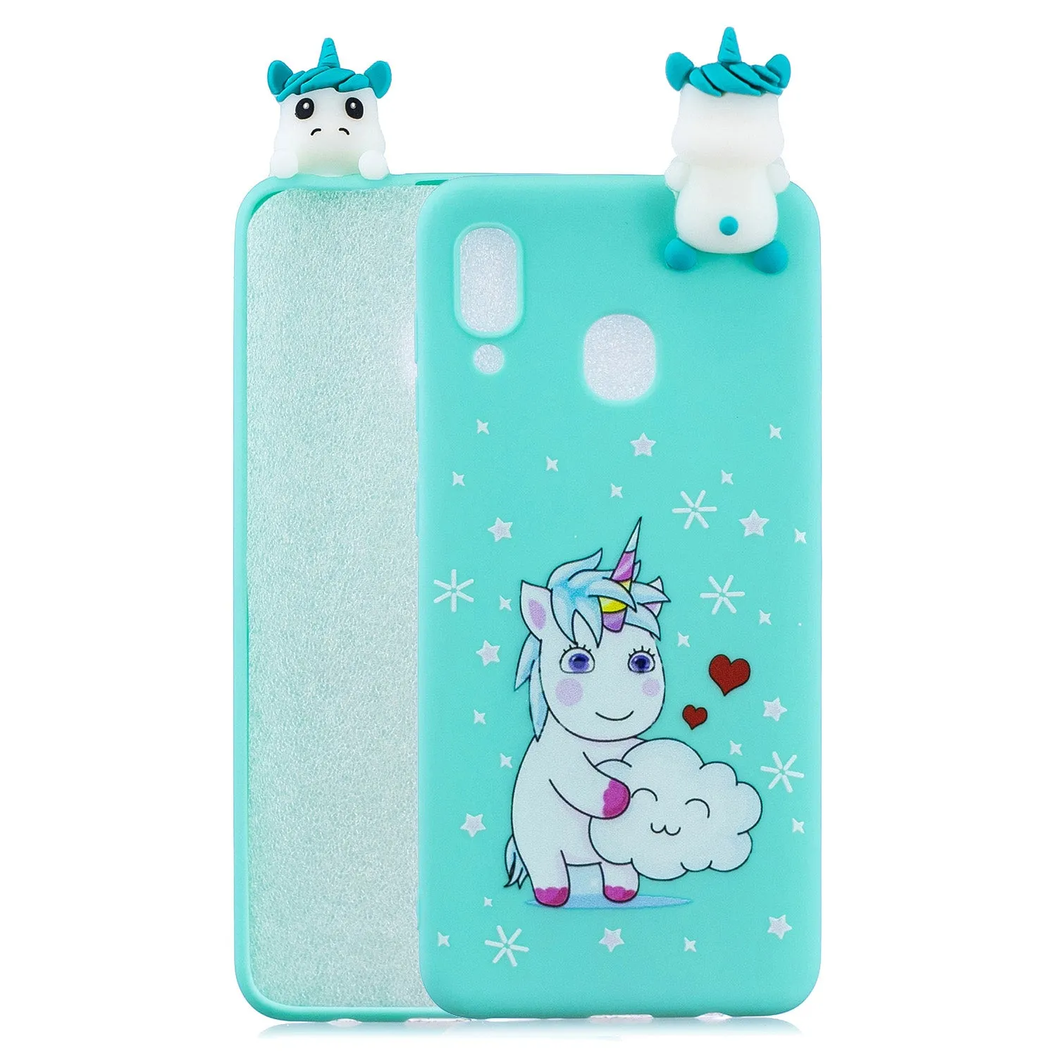 For Samsung A10S A20S Color Painting Pattern Drop Protection Soft TPU Mobile Phone Case Back Cover Bracket big face cat
