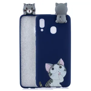 For Samsung A10S A20S Color Painting Pattern Drop Protection Soft TPU Mobile Phone Case Back Cover Bracket big face cat