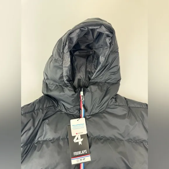 Four Laps Fourlaps Cover Down Filled Jacket Coat Black S Women Hooded NWT