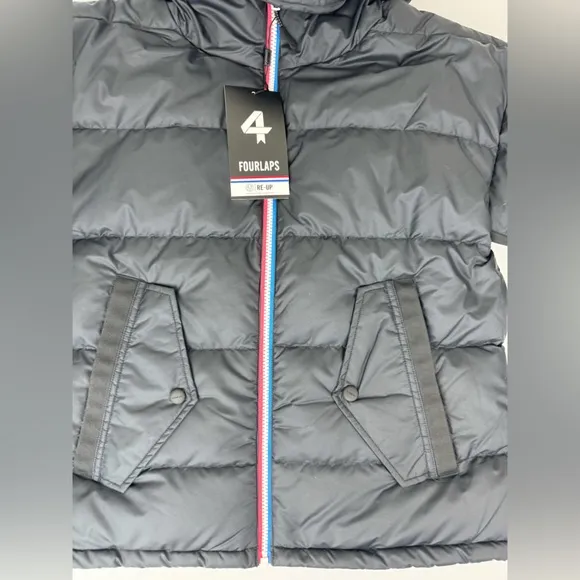 Four Laps Fourlaps Cover Down Filled Jacket Coat Black S Women Hooded NWT