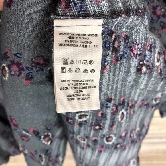 Free People | Grey Floral Shirt Mini Dress Size XS