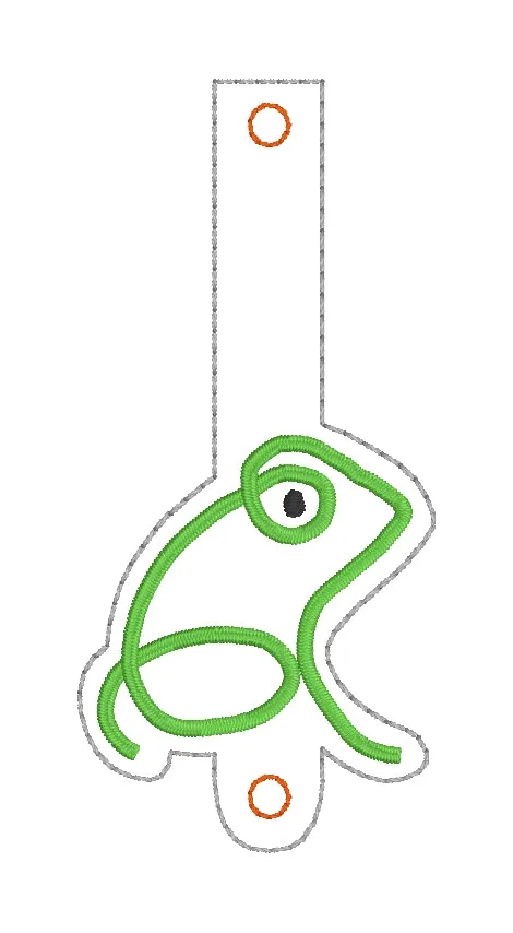 Frog Wallet tab (2 sizes included) machine embroidery design DIGITAL DOWNLOAD