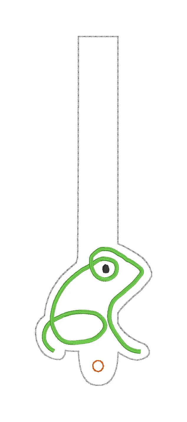 Frog Wallet tab (2 sizes included) machine embroidery design DIGITAL DOWNLOAD