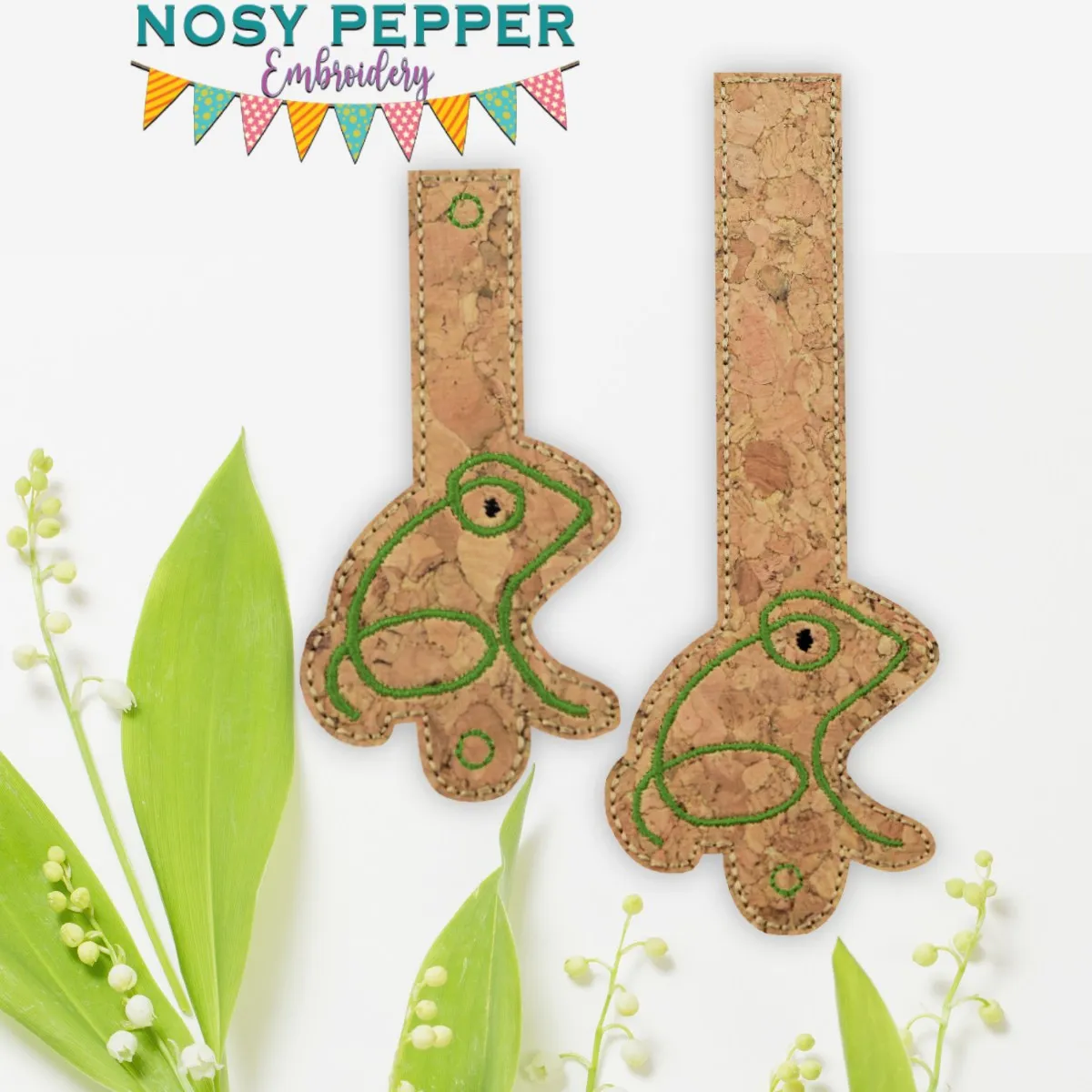 Frog Wallet tab (2 sizes included) machine embroidery design DIGITAL DOWNLOAD