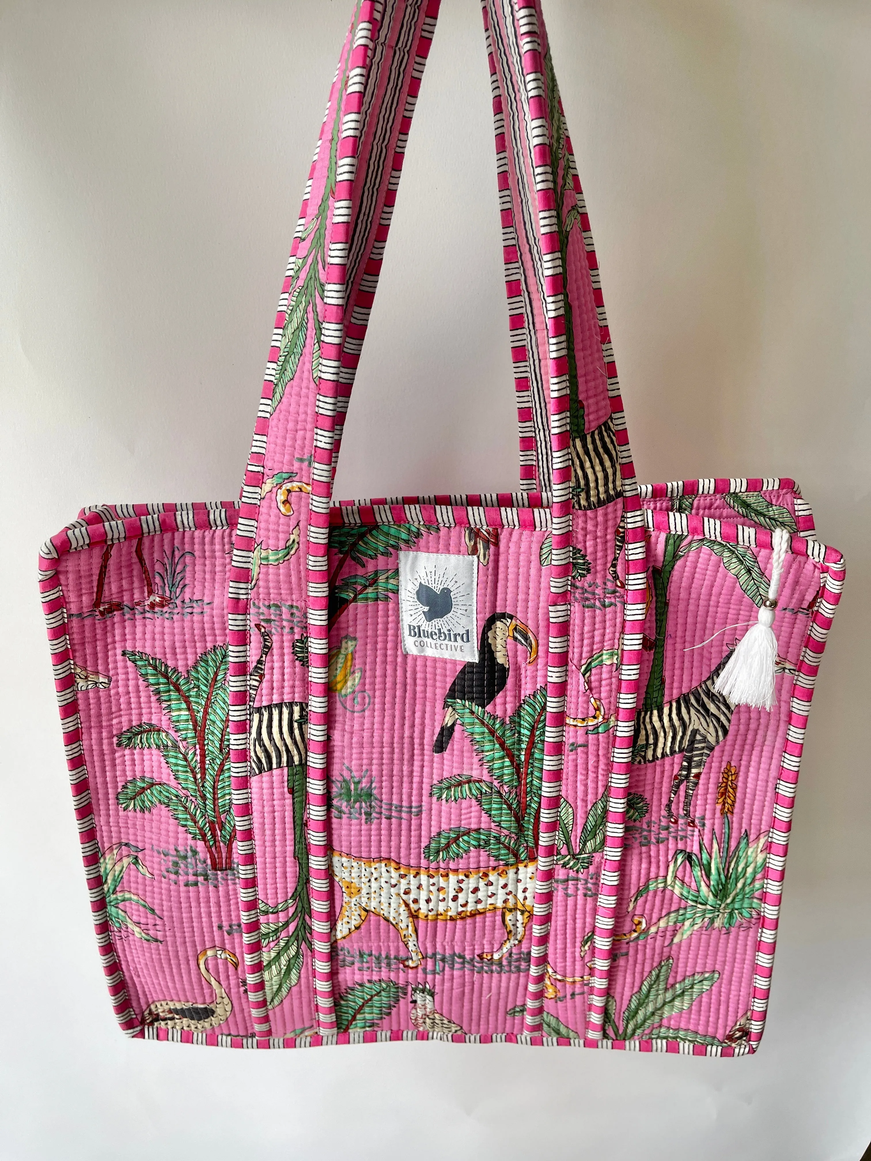 Fuchsia Jungle Zippered Tote Bag