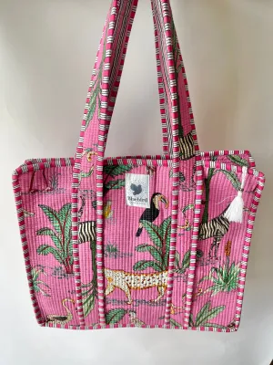 Fuchsia Jungle Zippered Tote Bag