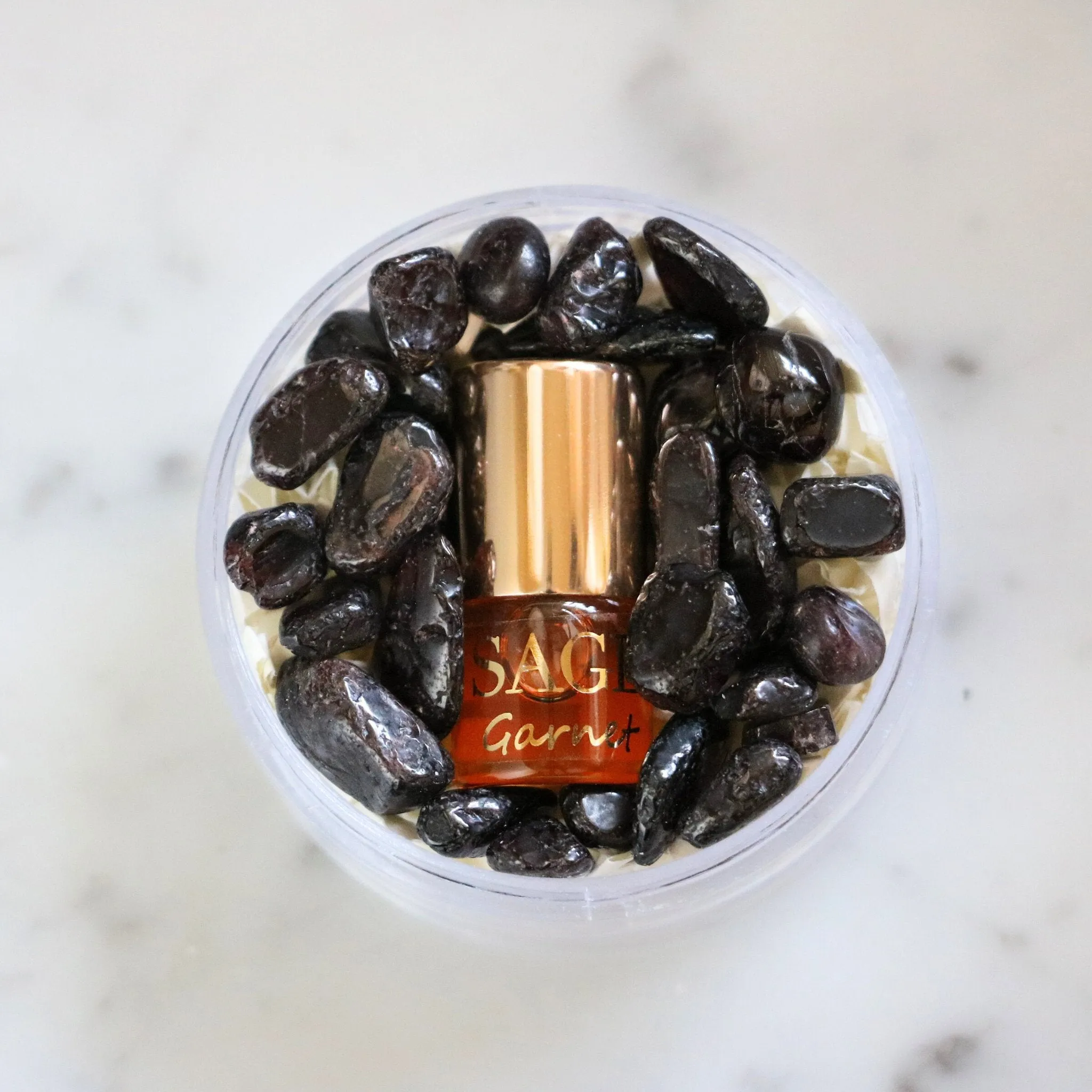 Garnet Perfume Oil Concentrate Mini Rollie with Gemstones by Sage