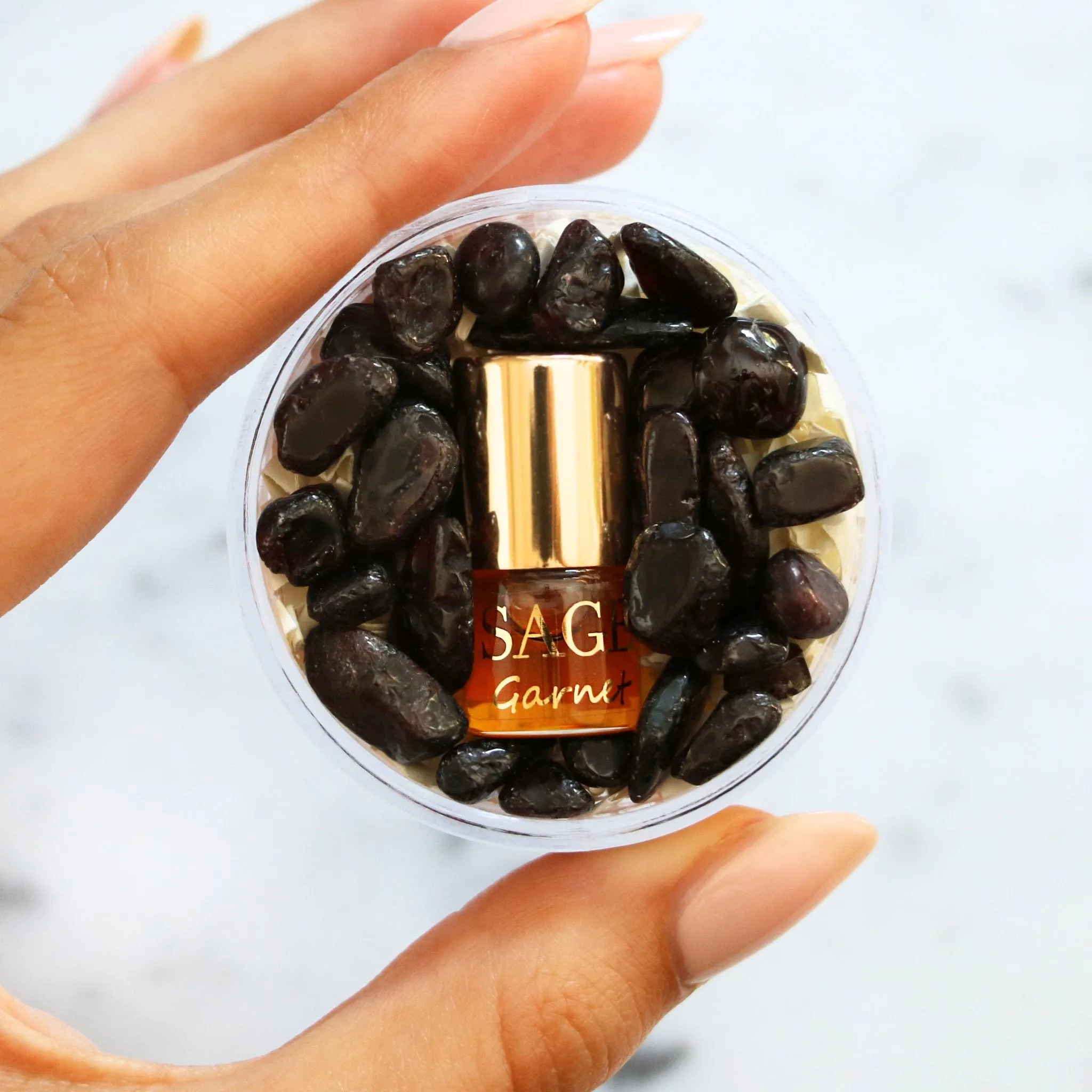 Garnet Perfume Oil Concentrate Mini Rollie with Gemstones by Sage