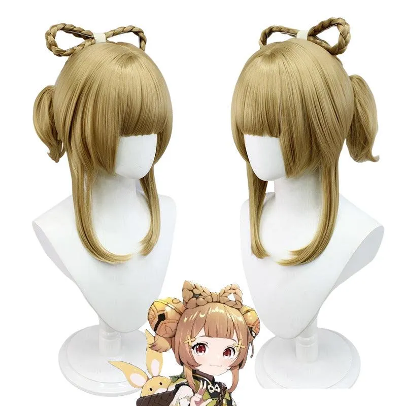 Genshin Impact Yaoyao Cosplay Wig Brown Ponytail Hair