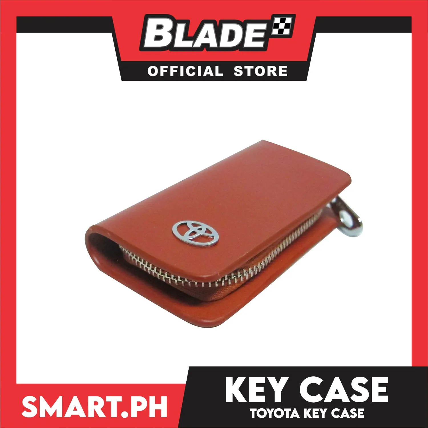 Genuine Leather Key Cover for Ford (Brown) Key Case Car Key Holder Wallet with Metal Hook