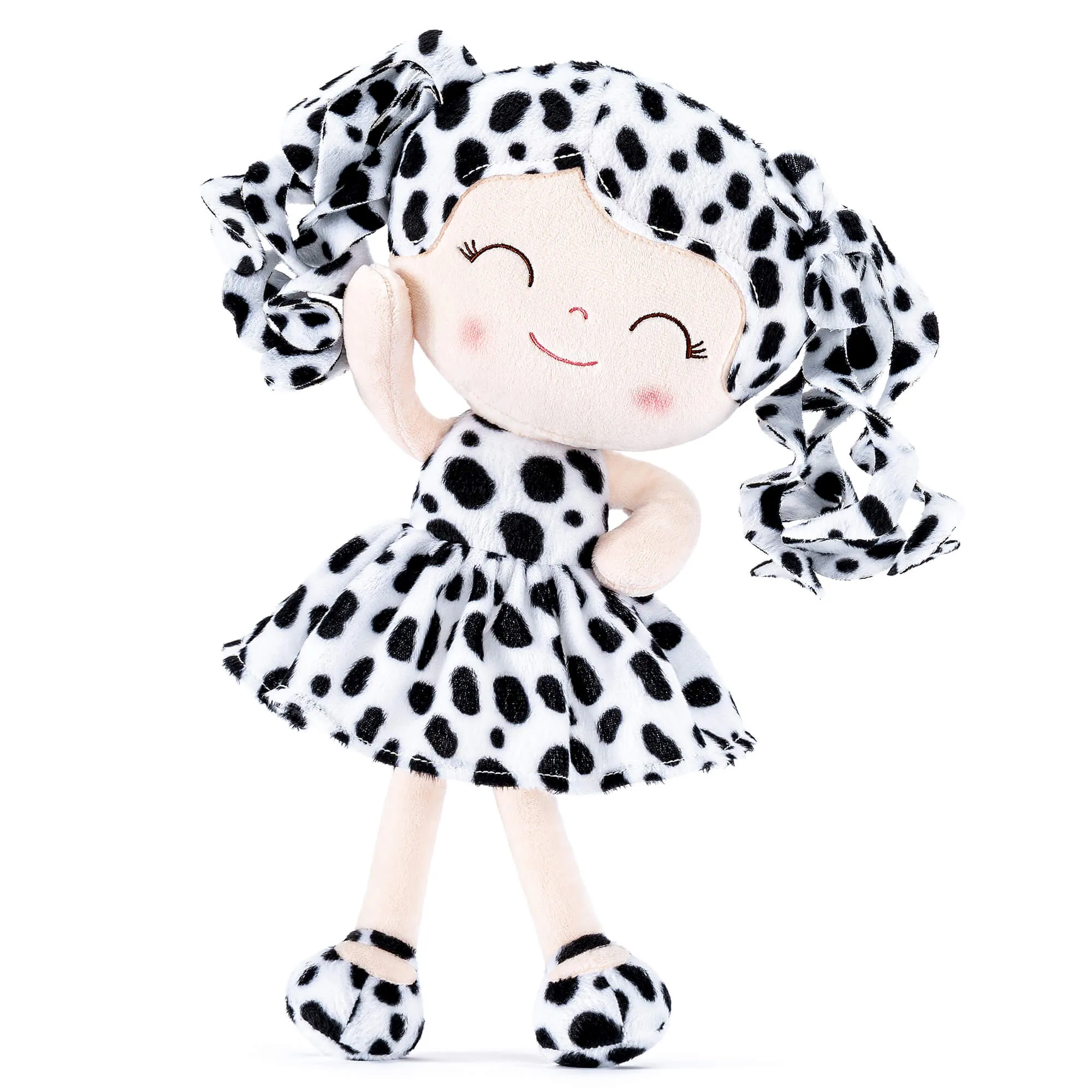 Gloveleya 12-inch Personalized Curly Hair Animal Costume Doll Black and White