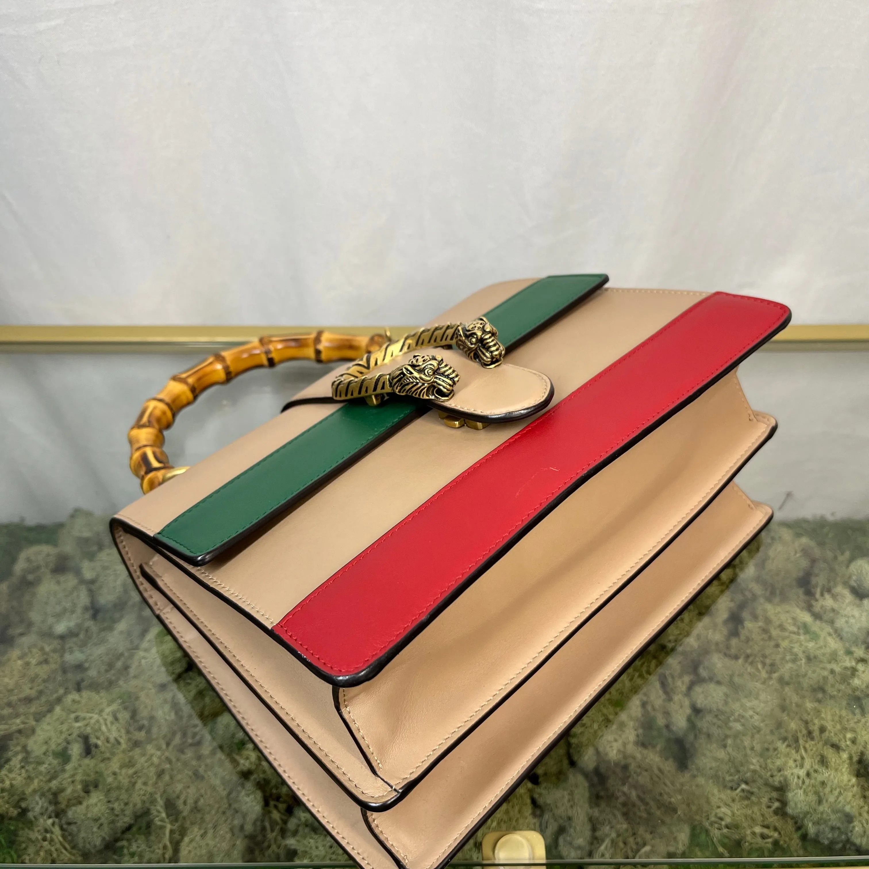 GUCCI Dionysus Bamboo Green Red & Beige Top Handle