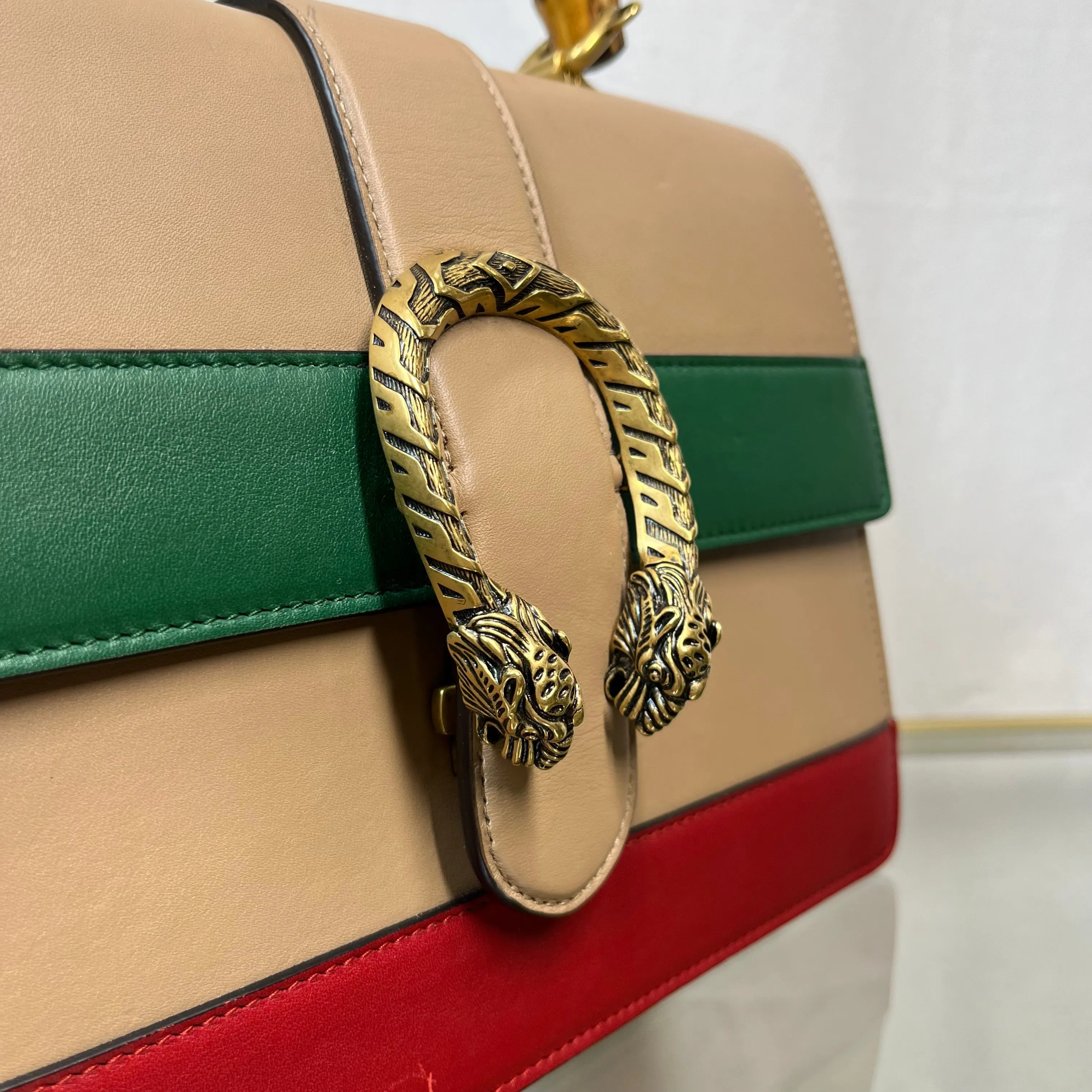 GUCCI Dionysus Bamboo Green Red & Beige Top Handle