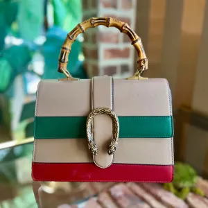 GUCCI Dionysus Bamboo Green Red & Beige Top Handle