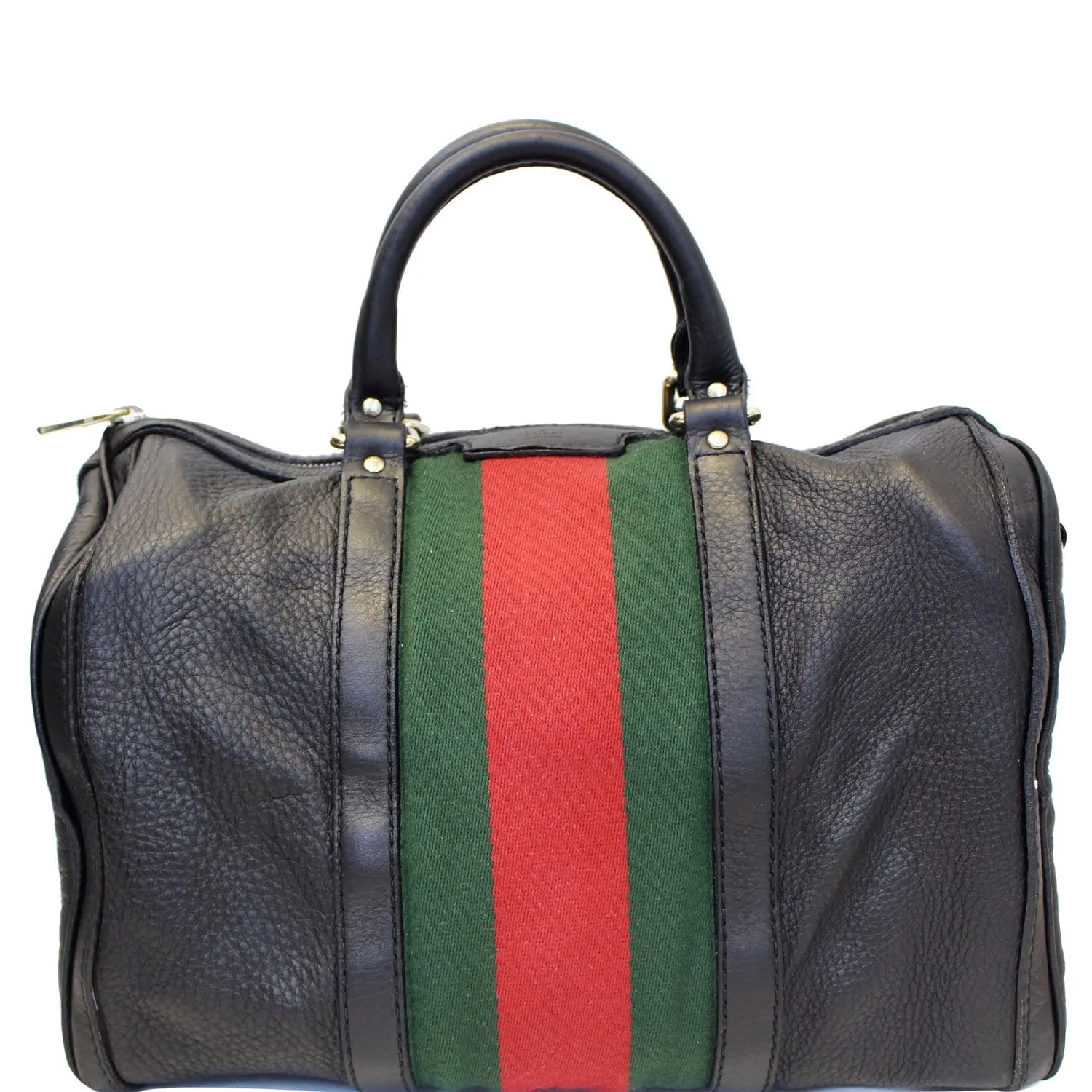 GUCCI Vintage Web Medium Boston Bag Black 247205