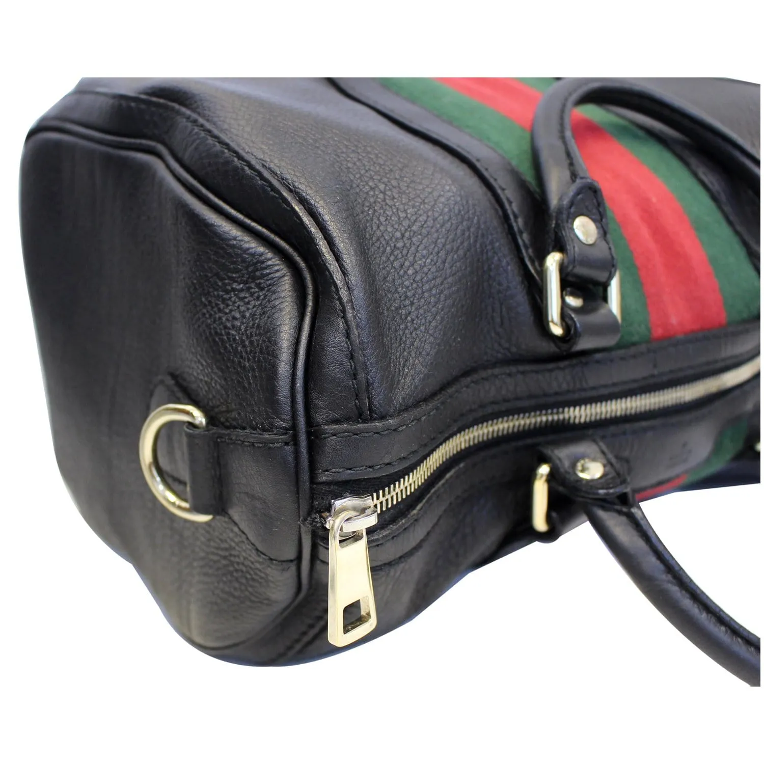 GUCCI Vintage Web Medium Boston Bag Black 247205