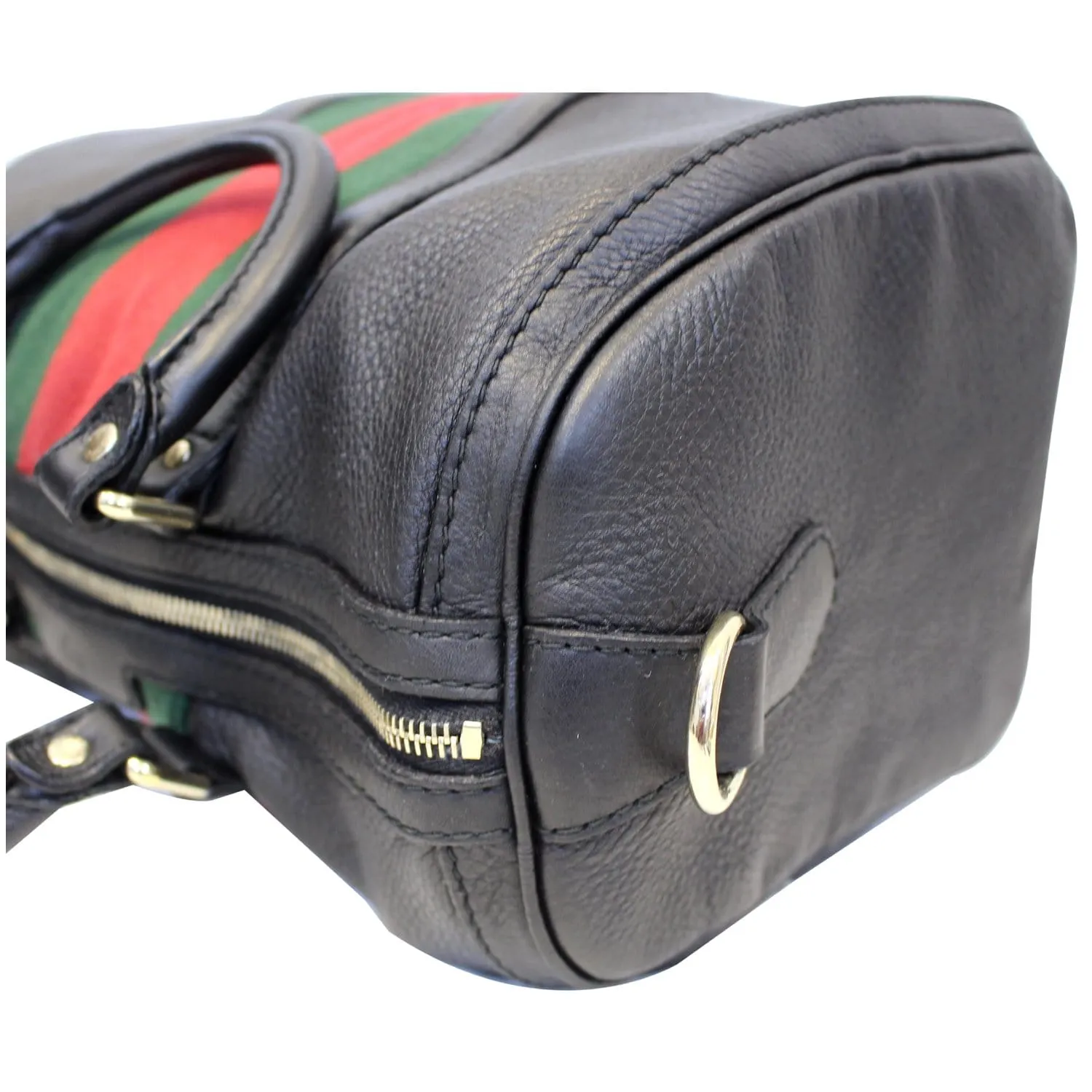 GUCCI Vintage Web Medium Boston Bag Black 247205