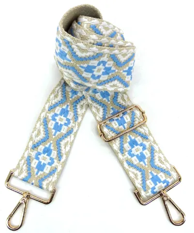 Guitar Shoulder Bag Strap - 2" - Tan/Aqua