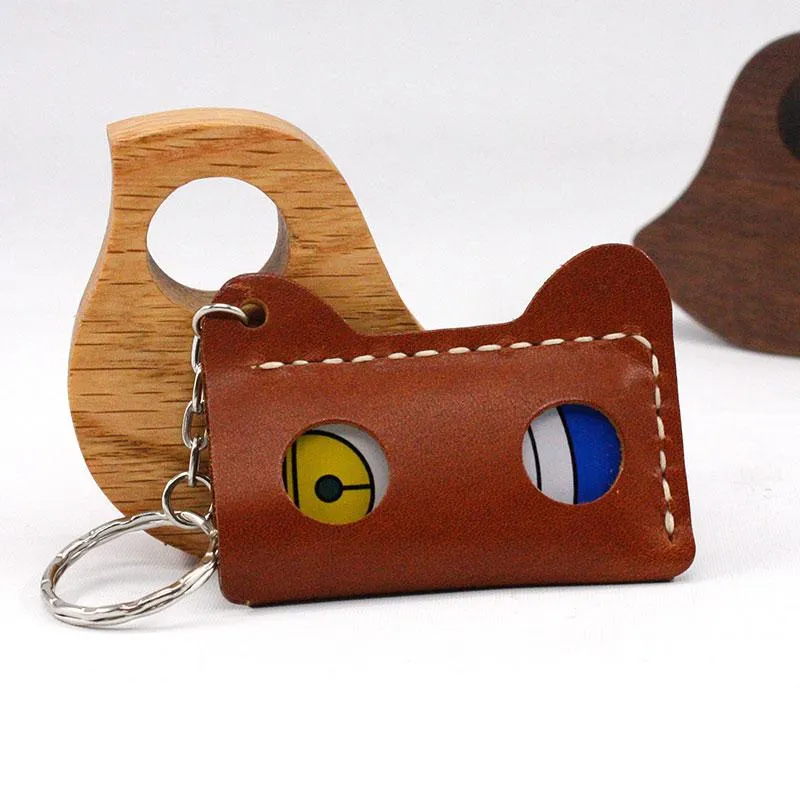 HANDMADE LEATHER CUTE Women Cat CARD Holder Keychain PERSONALIZED MONOGRAMMED GIFT CUSTOM Wallet Card Holder keyring