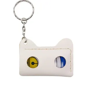 HANDMADE LEATHER CUTE Women Cat CARD Holder Keychain PERSONALIZED MONOGRAMMED GIFT CUSTOM Wallet Card Holder keyring
