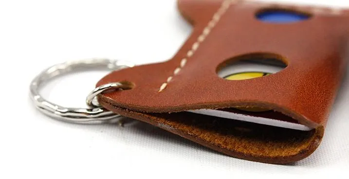 HANDMADE LEATHER CUTE Women Cat CARD Holder Keychain PERSONALIZED MONOGRAMMED GIFT CUSTOM Wallet Card Holder keyring