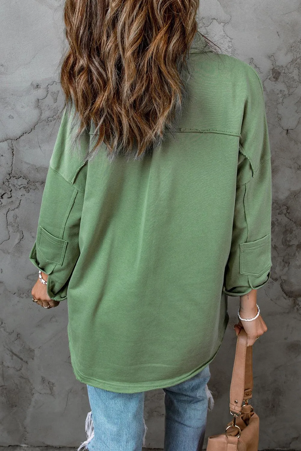 Hazel Blues® |  Button Front Shacket with Pockets