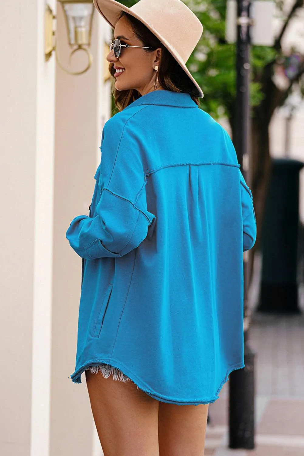 Hazel Blues® |  Button Front Shacket with Pockets