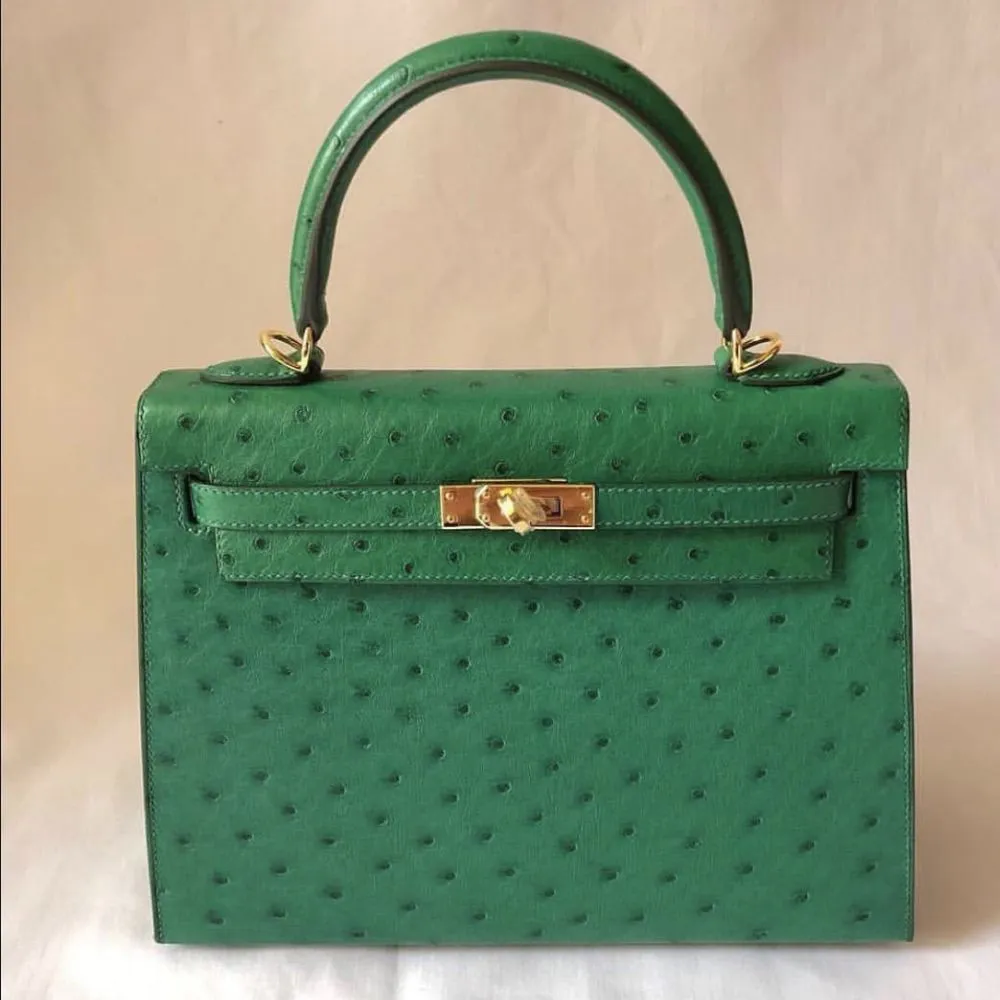 Hermès Kelly 25 Vert Vertigo Sellier Ostrich Gold Hardware GHW