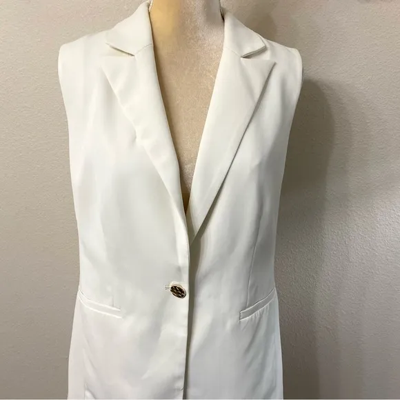 House of Harlow Sleeveless Blazer Vest Ivory Medium