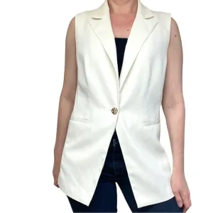 House of Harlow Sleeveless Blazer Vest Ivory Medium