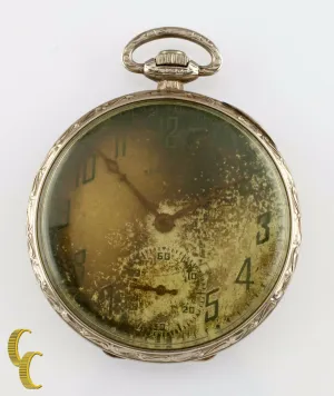 Illinois Watch Co. Grade 525 14K Gold Open Face Pocket Watch 17 Jewel Size 12s