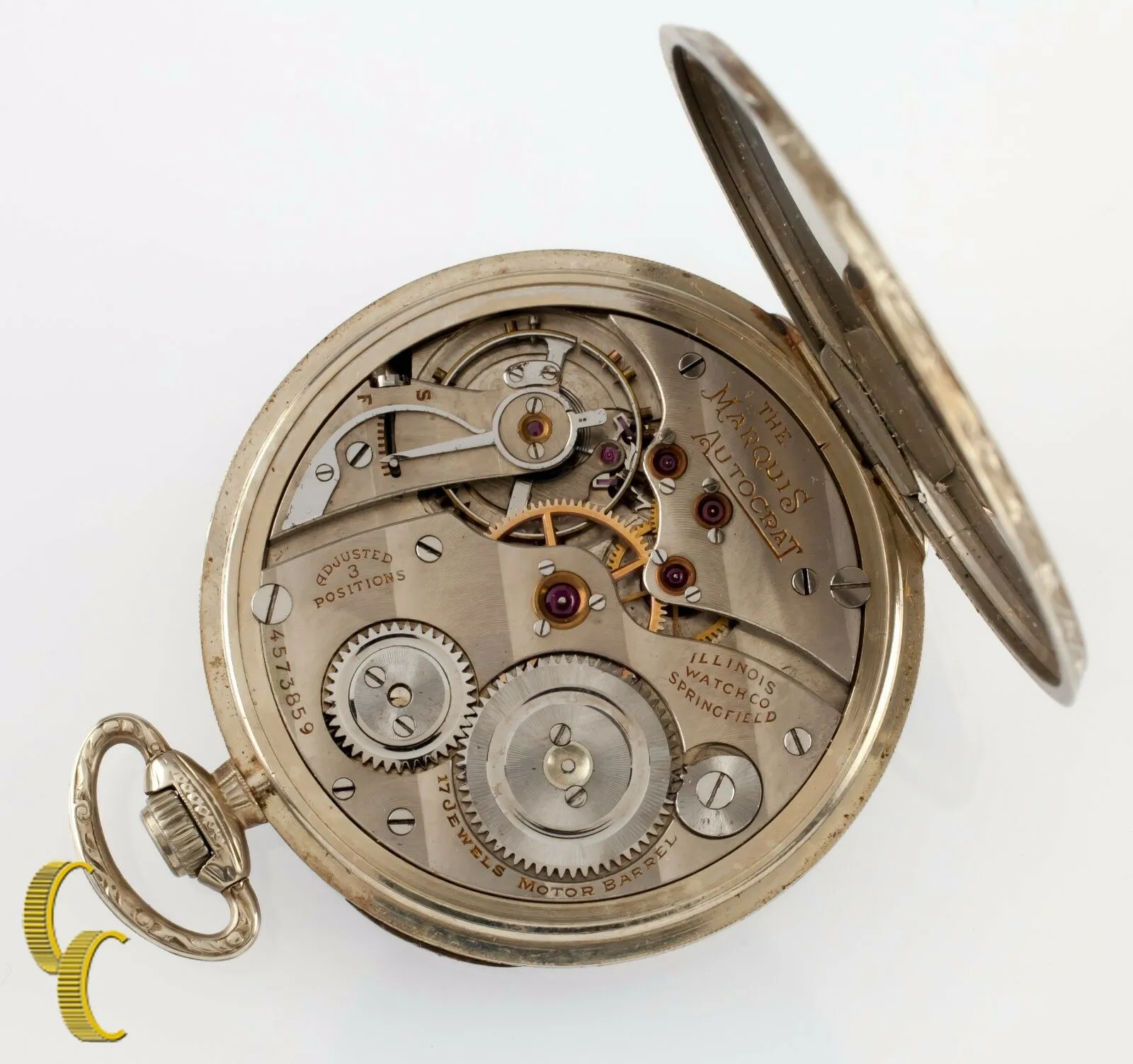 Illinois Watch Co. Grade 525 14K Gold Open Face Pocket Watch 17 Jewel Size 12s