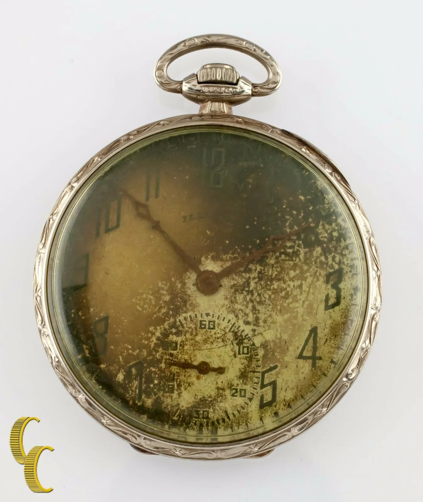 Illinois Watch Co. Grade 525 14K Gold Open Face Pocket Watch 17 Jewel Size 12s