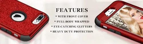 iPhone 7 & 8 Plus Case Bling Glitter Shiny Heavy Duty Protection Full-Body Protective Cover