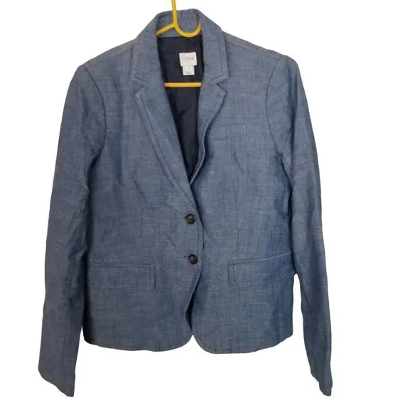 J. Crew Womens 6 Blue Long Sleeves Lined 2-Button