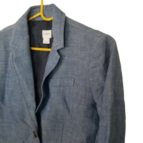 J. Crew Womens 6 Blue Long Sleeves Lined 2-Button