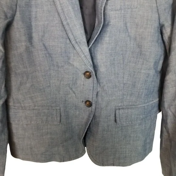 J. Crew Womens 6 Blue Long Sleeves Lined 2-Button