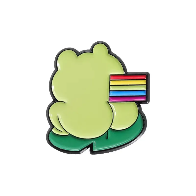 Kawaii Rainbow Frog Enamel Pin 🐸🌈 - Adorable Cartoon Brooch for Kids & Friends! Cute Backpack Badge Gift 🎁✨