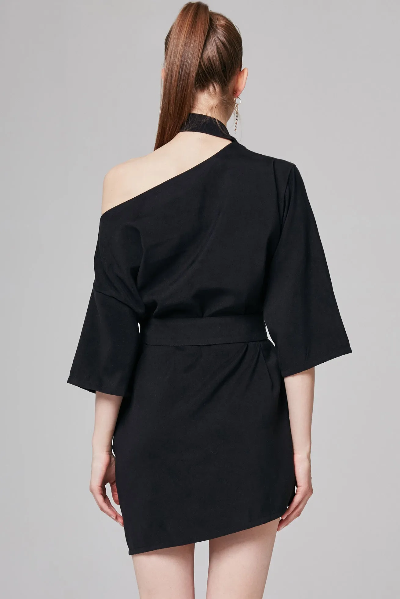 Kerry Choker Neck Belted Dress